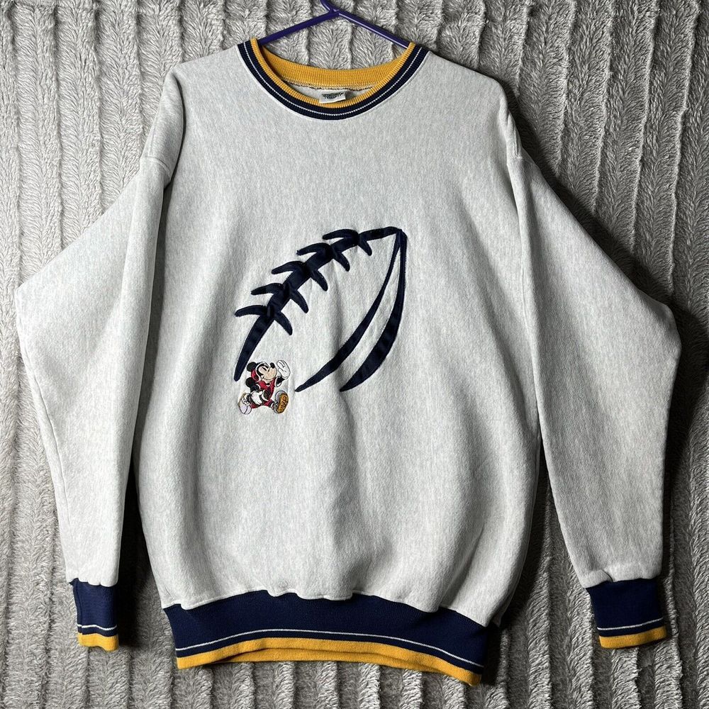 Vintage Mickey Mouse Football Pullover Adult XL Disney Catalog Gray RARE‎
